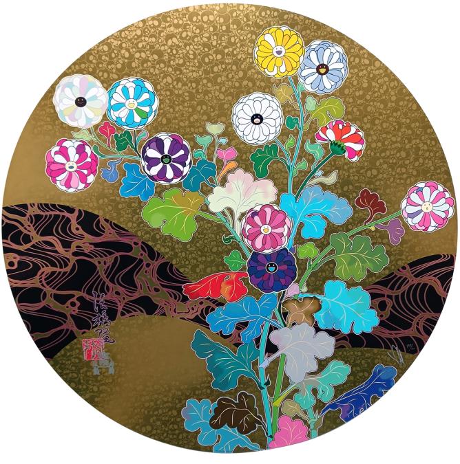 Takashi Murakami (Tokyo, 1962), The Golden Age: Hokkyo Takashi, litografia offset con timbro a freddo e vernice lucida su carta, numerata 199/300, Kaikai Kiki Co., Ltd, 2016, collezione privata.