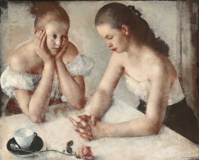 Grigory Gluckmann, "Sogni a occhi aperti", anni '50-'60, olio su tavola, cm 94 × 110. The Morus Art Foundation.