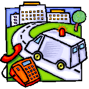 Ambulanza presso ospedale e telefono