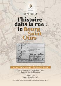 Copertina della brochure sul Borgo di Sant'Orso con un dettaglio della rue Cit (via Porta Praetoria)