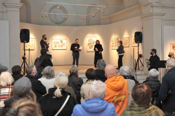 Marco Jaccond - Autour de Marcel Proust. 8 aprile 2022, inaugurazione della mostra nella sede espositiva della Chiesa di San Lorenzo ad Aosta.