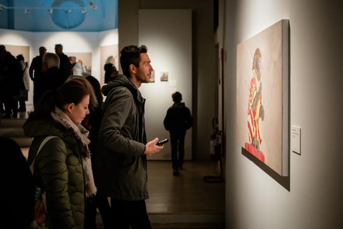 Inaugurazione della mostra "Amniotica" di Marco Bettio. Aosta, Chiesa di San Lorenzo, 3 novembre 2023