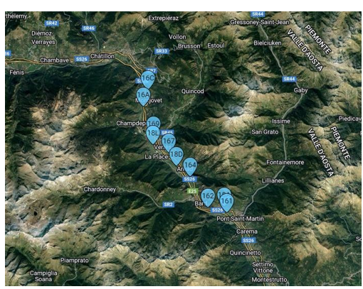 Posizione delle trappole installate nel 2024 nel focolaio in Bassa Valle 