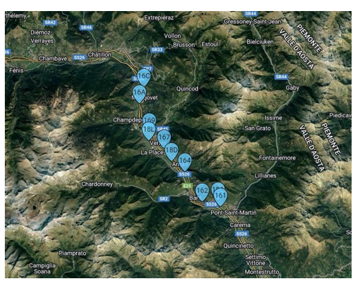 Posizione delle trappole installate nel 2023 nel focolaio in Bassa Valle 